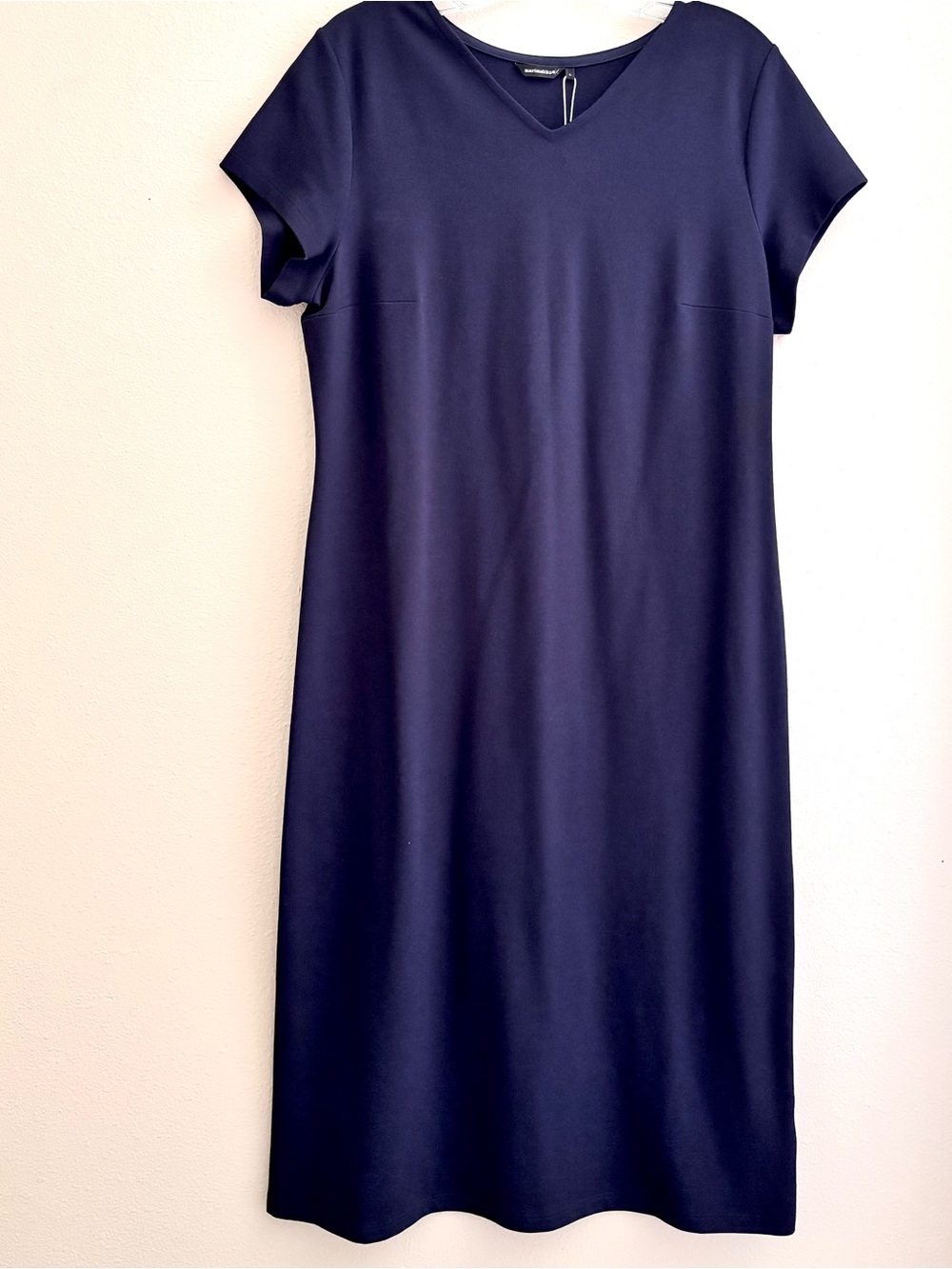 NWT Marimekko Short-Sleeve Midi Dress in Deep Navy (20” bust, 45” long)